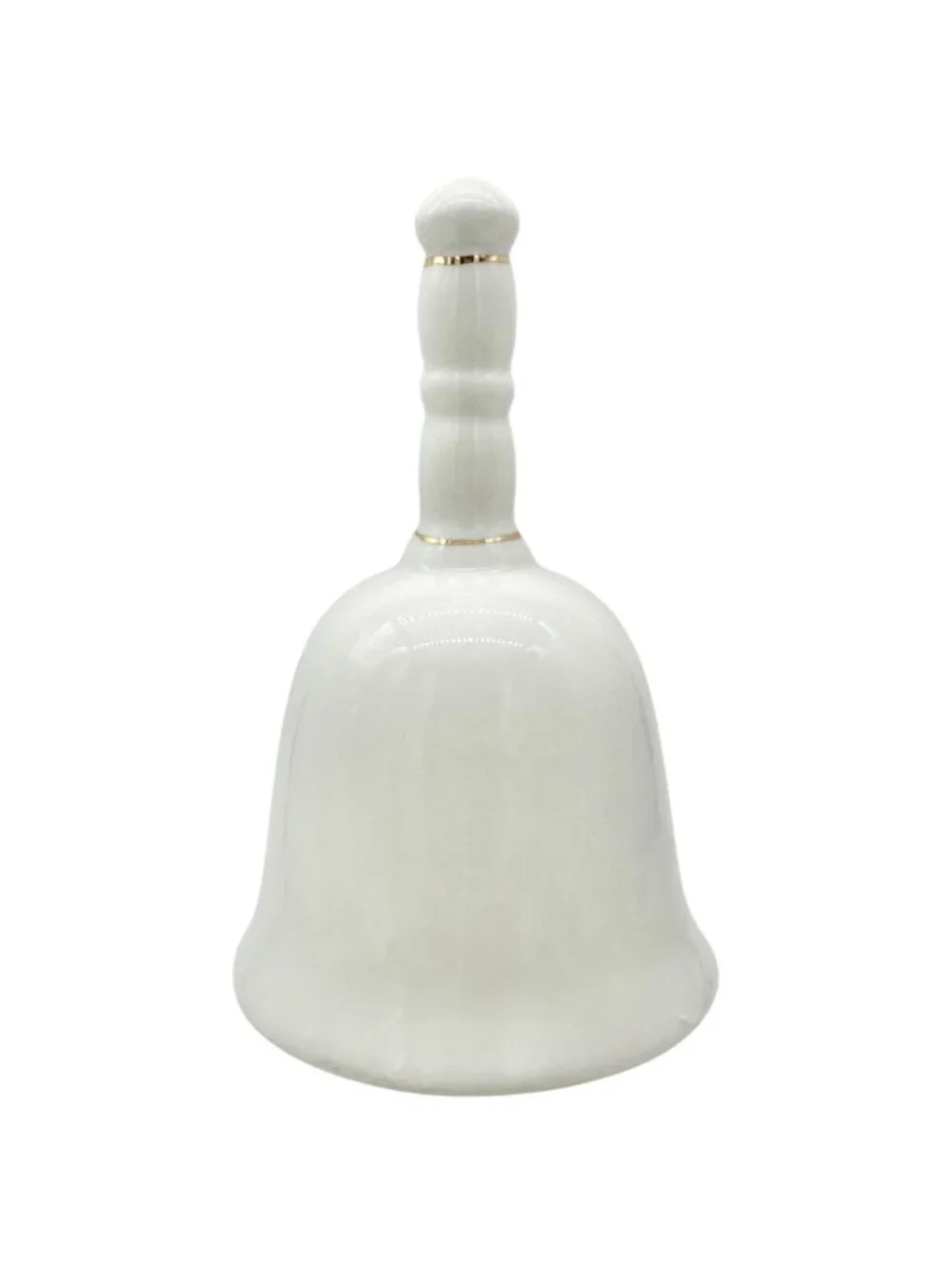 Porcelain Bell in White With Praying Hands Floral Design Gold Accents 4